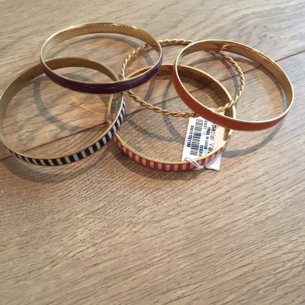 J.CREW (5) Enamel Gold Bracelets Mixed NWT